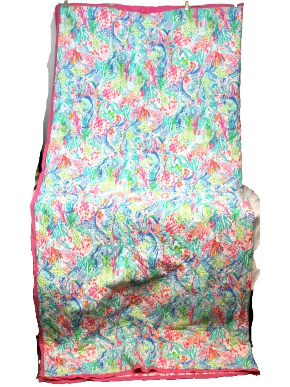 Pottery Barn Lilly Pulitzer Mermaid Cove Blanket Cover Full Size Double 86